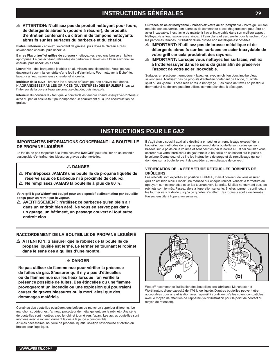 Instructions générales instructions pour le gaz, A) (b) | weber SP - 310 User Manual | Page 29 / 40