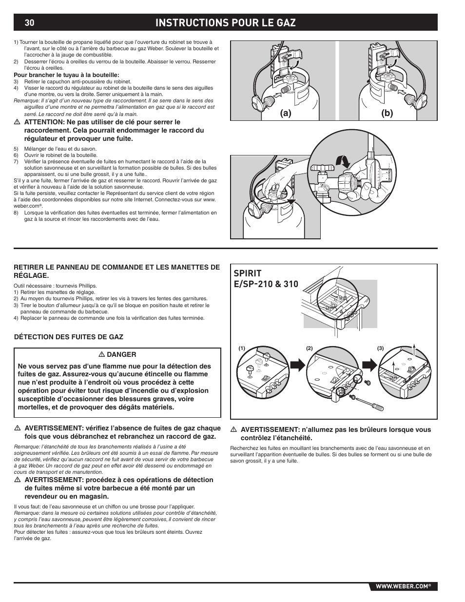 Instructions pour le gaz | weber SP - 310 User Manual | Page 30 / 40