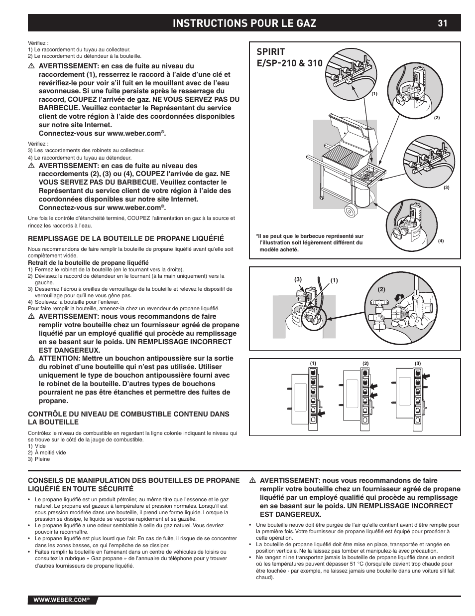 Instructions pour le gaz | weber SP - 310 User Manual | Page 31 / 40