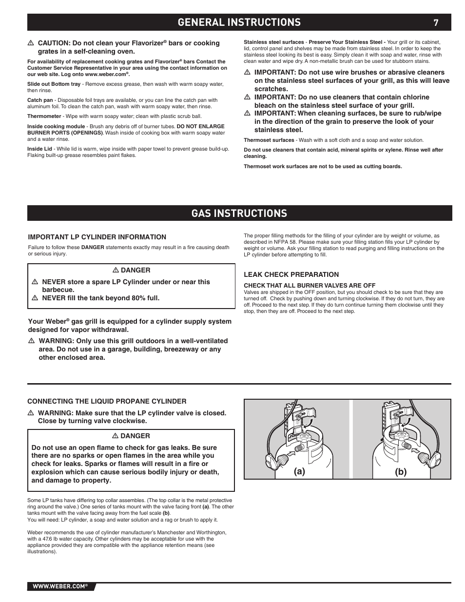 General instructions gas instructions, A) (b) | weber SP - 310 User Manual | Page 7 / 40