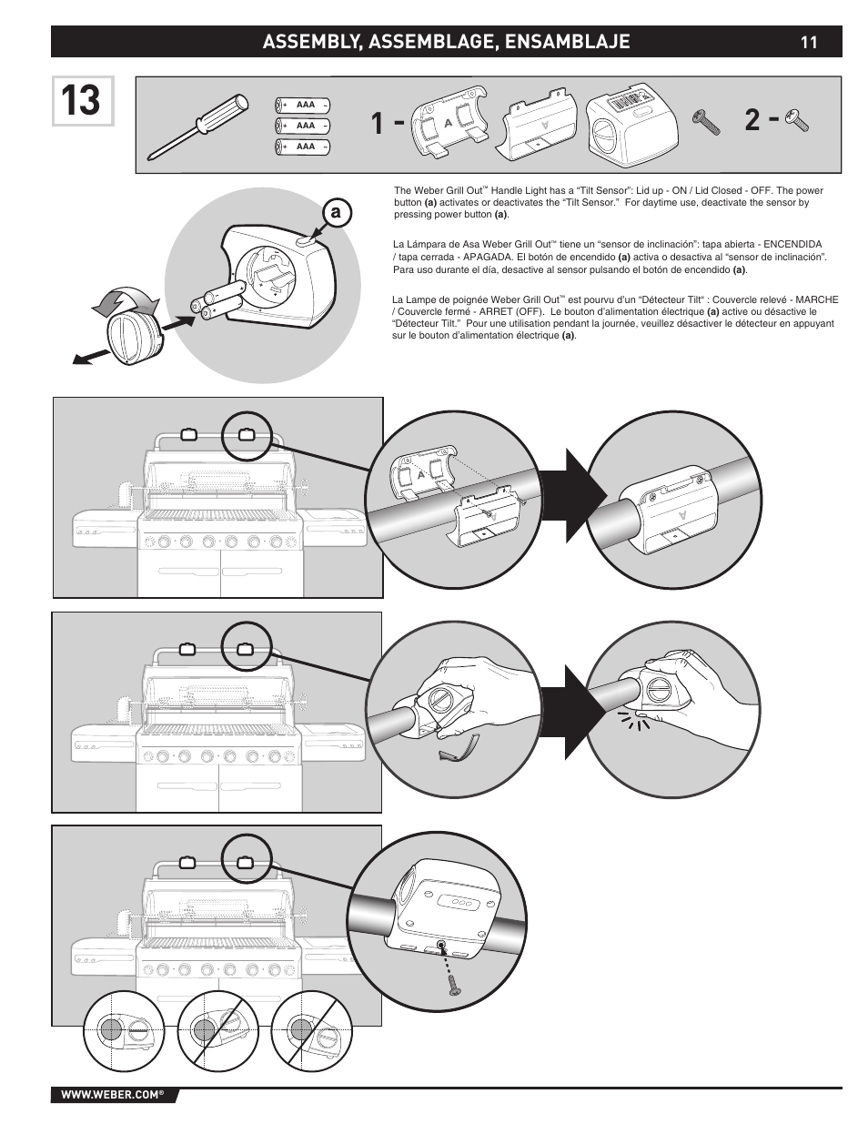 Assembly, assemblage, ensamblaje | weber 89373 User Manual | Page 11 / 92