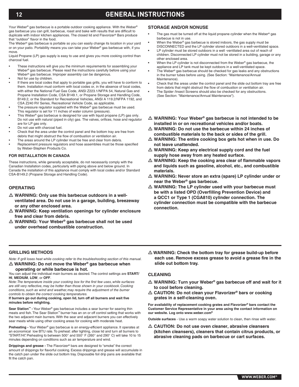 General instructions | weber 89373 User Manual | Page 12 / 92