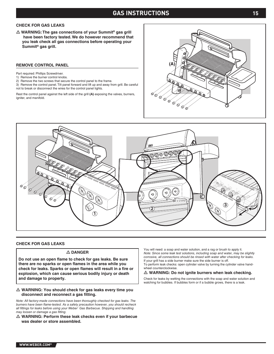 Gas instructions | weber 89373 User Manual | Page 15 / 92