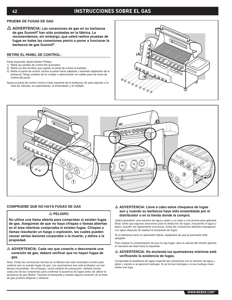 Instrucciones sobre el gas | weber 89373 User Manual | Page 42 / 92