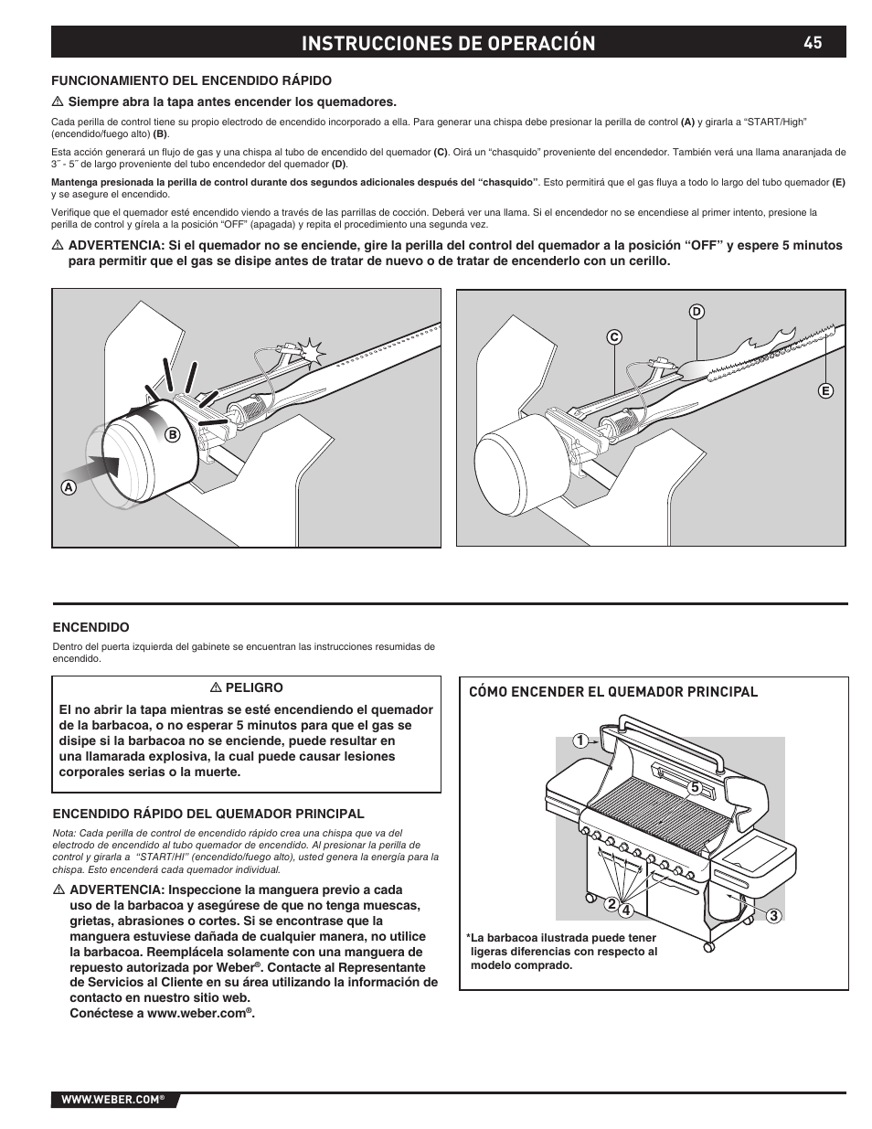 Instrucciones de operación | weber 89373 User Manual | Page 45 / 92