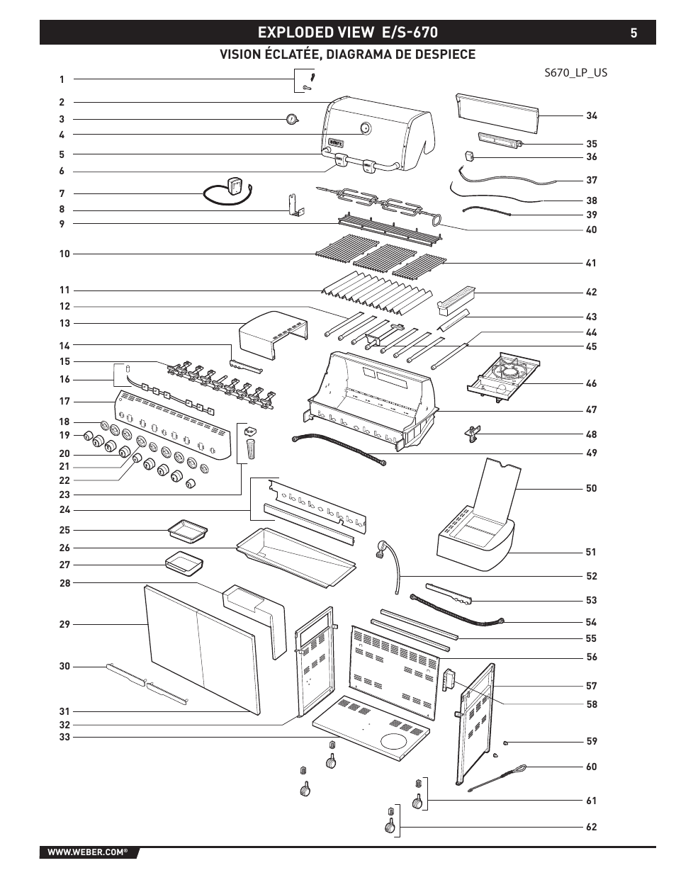 Exploded view e/s-670 | weber 89373 User Manual | Page 5 / 92