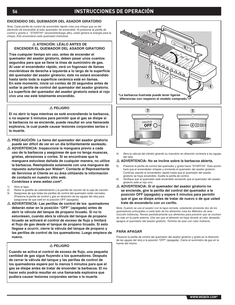 Instrucciones de operación | weber 89373 User Manual | Page 56 / 92