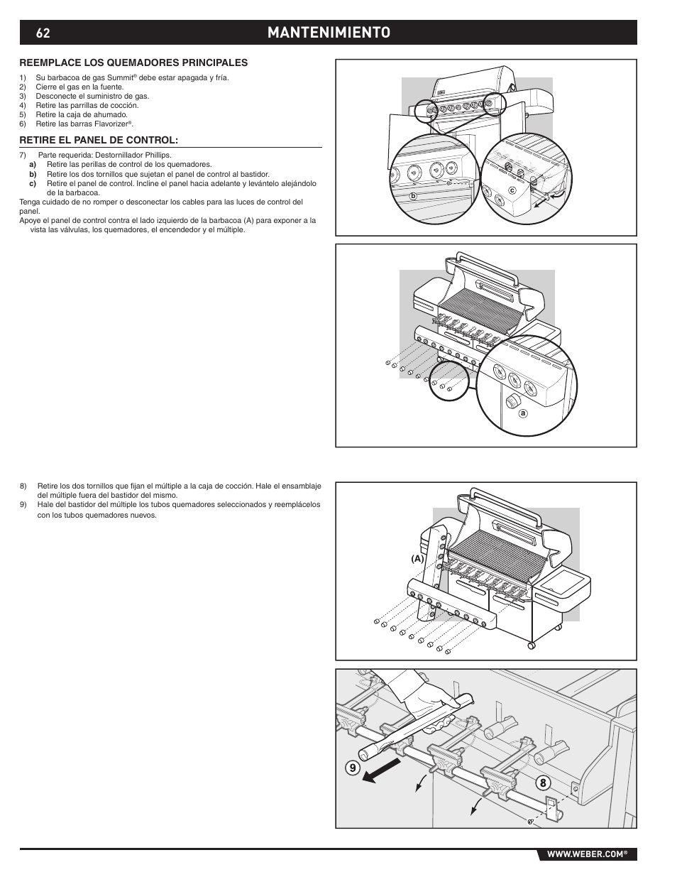 Mantenimiento | weber 89373 User Manual | Page 62 / 92