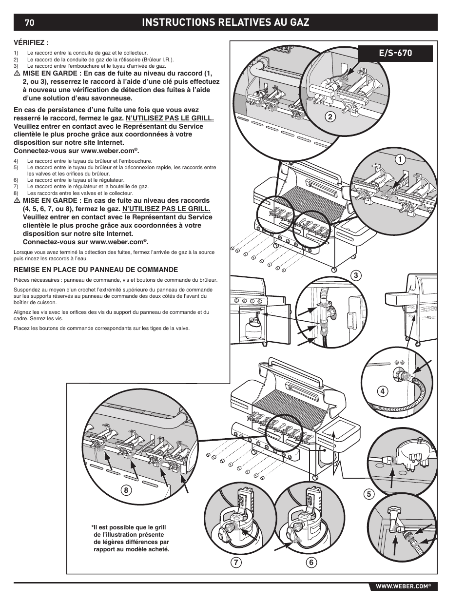 Instructions relatives au gaz, E/s-670 | weber 89373 User Manual | Page 70 / 92