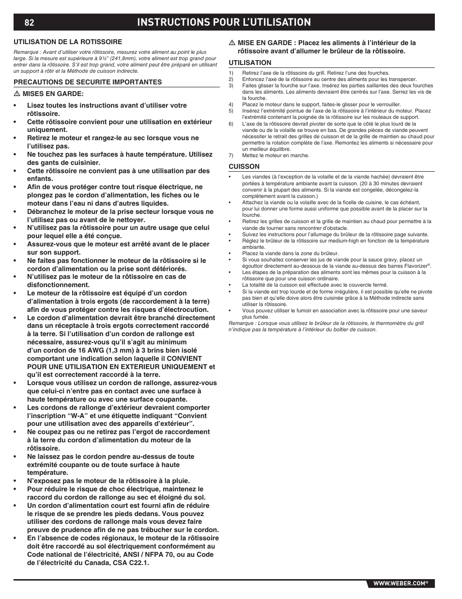 Instructions pour l’utilisation | weber 89373 User Manual | Page 82 / 92