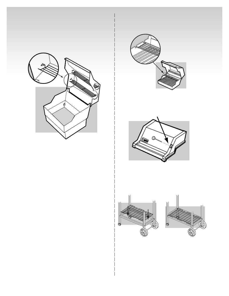 Installing the warm-up™ baskets, Installing the warming rack, Install the thermometer | Install the bottom shelf | weber 55204 User Manual | Page 25 / 33