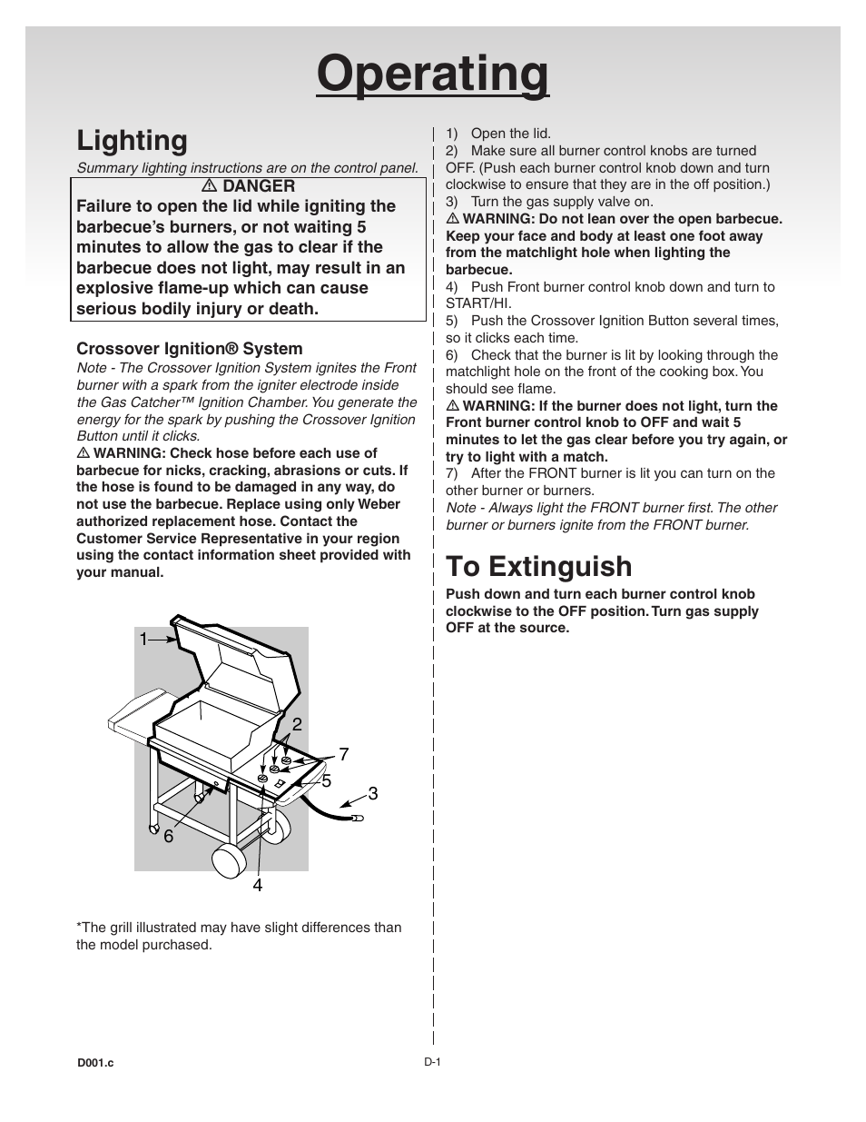 Operating, Lighting, To extinguish | weber 55204 User Manual | Page 26 / 33