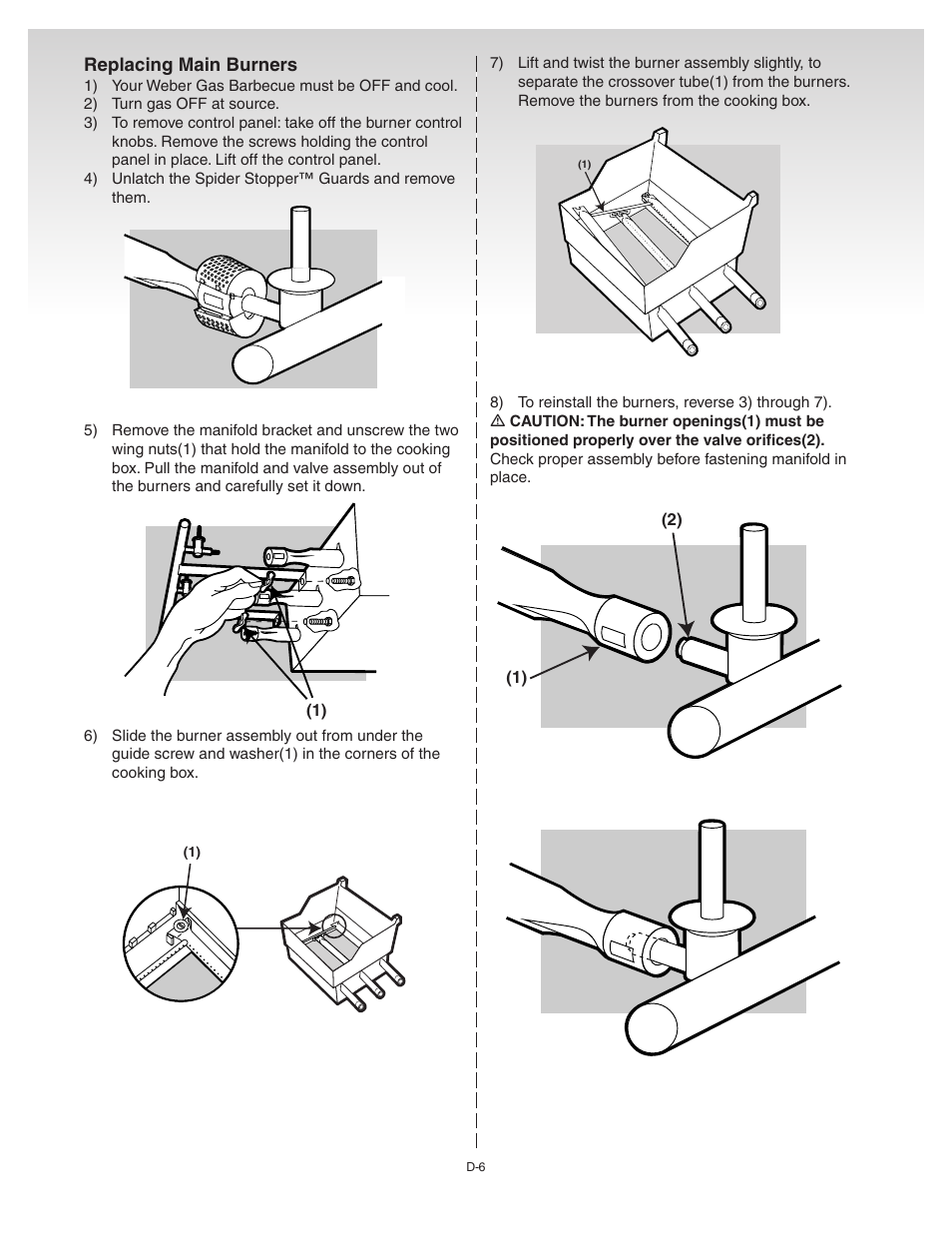 Replacing main burners | weber 55204 User Manual | Page 31 / 33