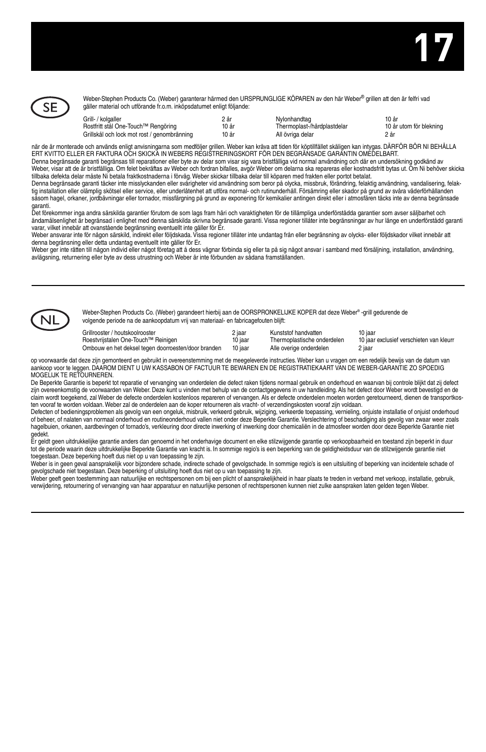 weber ONE-TOUCH GOLD 30821_091508 User Manual | Page 17 / 20