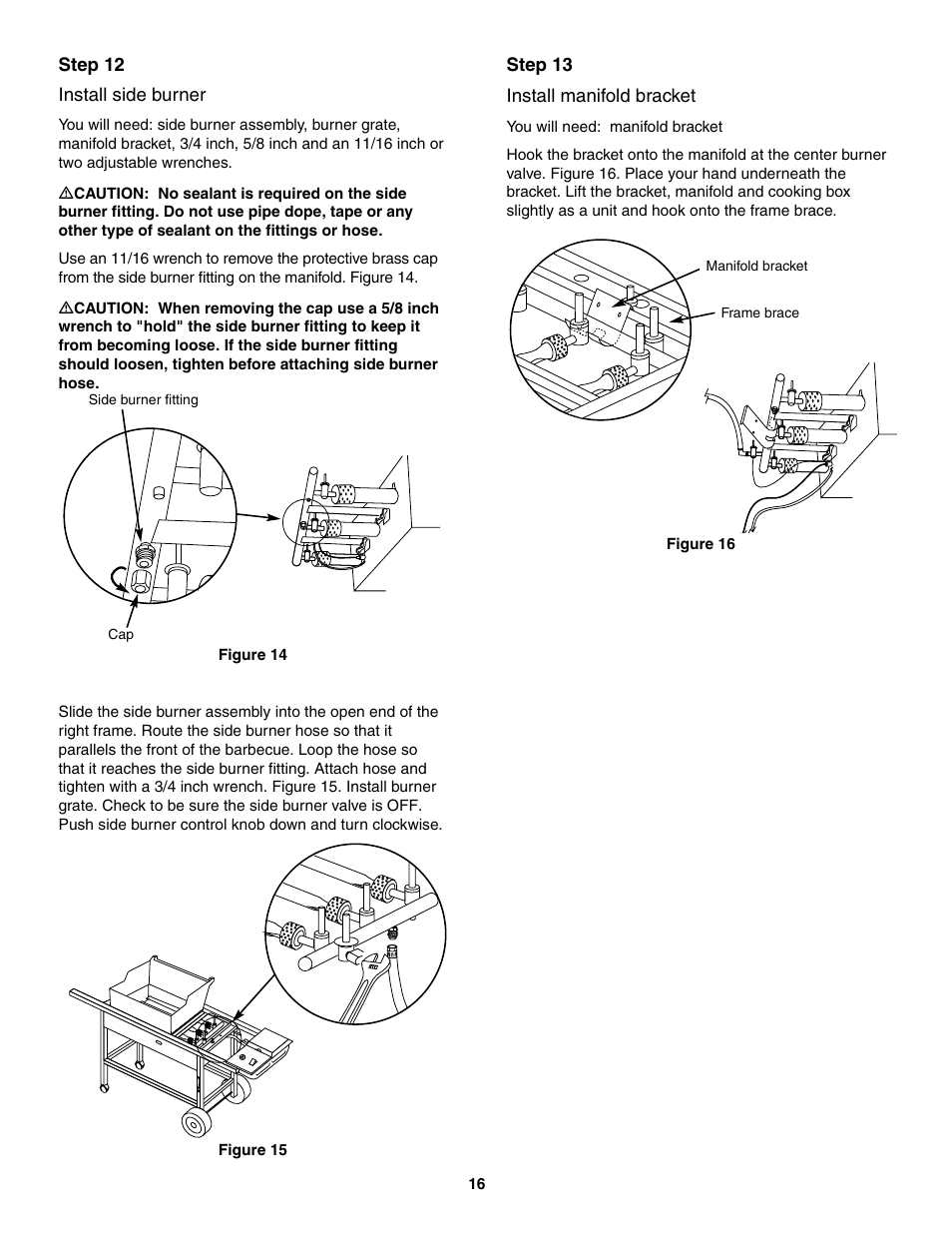Install side burner, Install manifold bracket | weber 5000 Series User Manual | Page 16 / 48