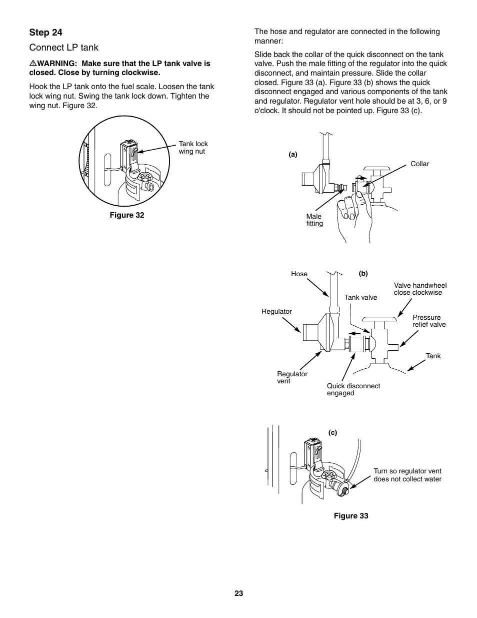 Connect lp tank, Step 24 connect lp tank | weber 5000 Series User Manual | Page 23 / 48