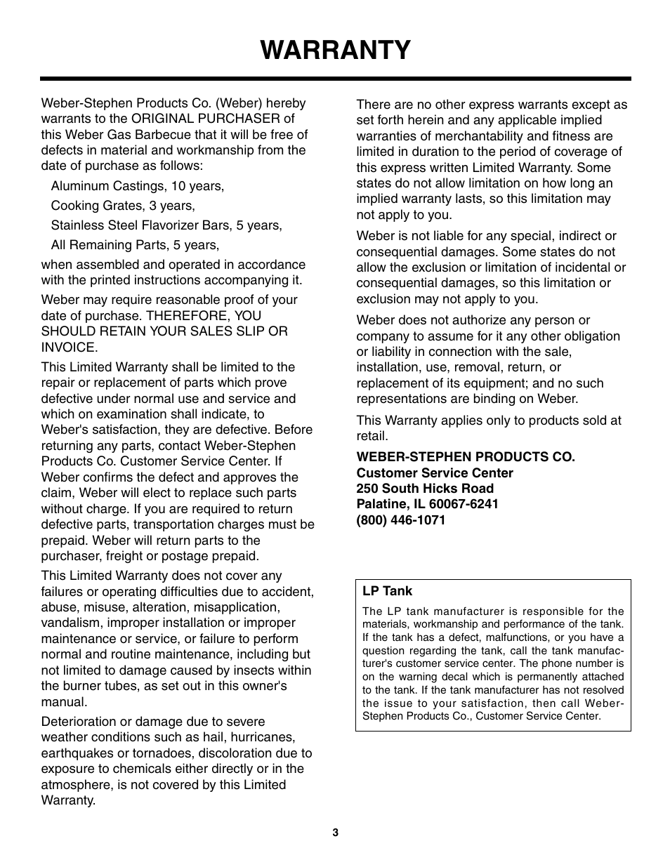 Warranty | weber 5000 Series User Manual | Page 3 / 48