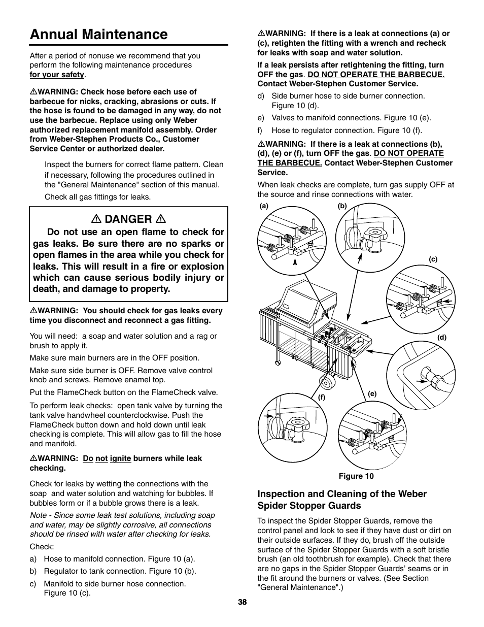 Annual maintenance, Ƽ danger ƽ | weber 5000 Series User Manual | Page 38 / 48