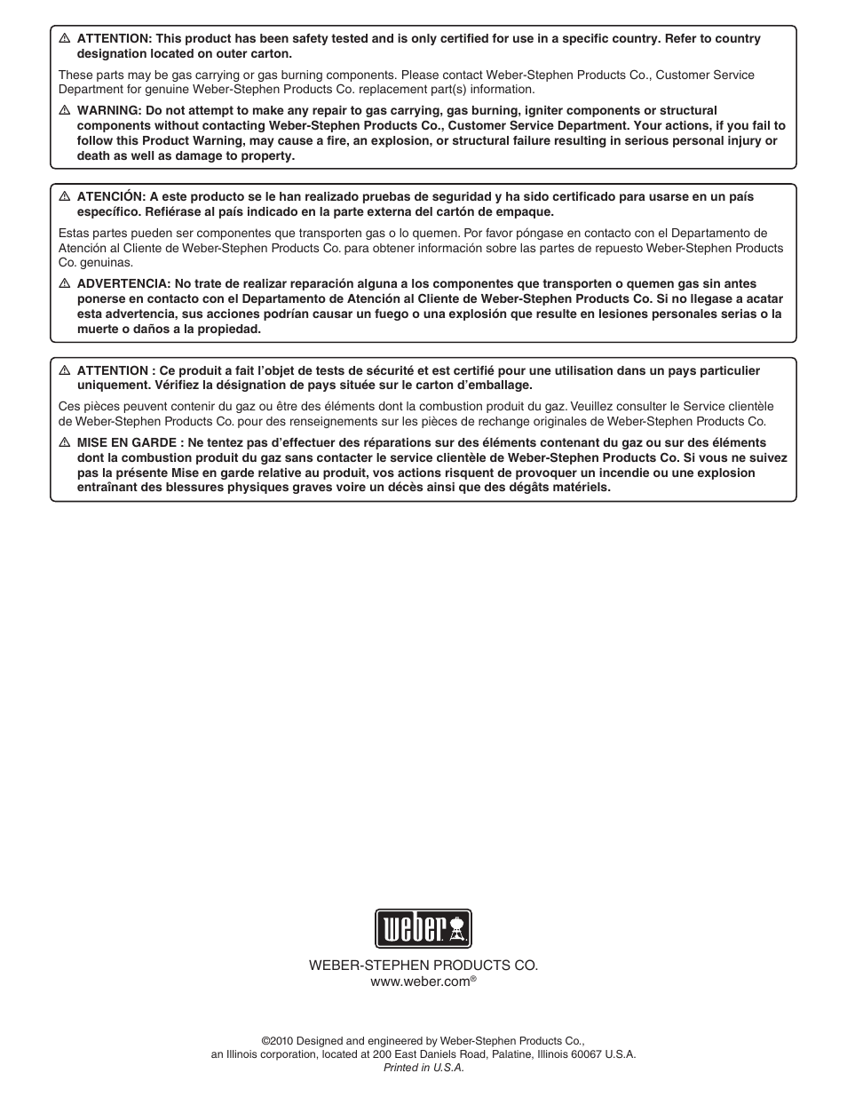weber Summit E/S 470 LP User Manual | Page 110 / 110