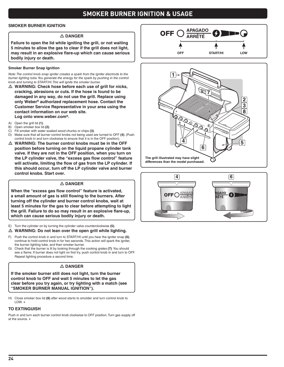 Smoker burner ignition & usage | weber Summit E/S 470 LP User Manual | Page 24 / 110