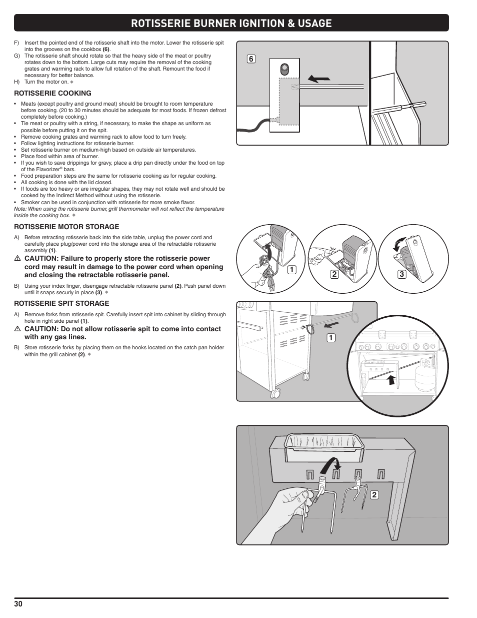 Rotisserie burner ignition & usage | weber Summit E/S 470 LP User Manual | Page 30 / 110