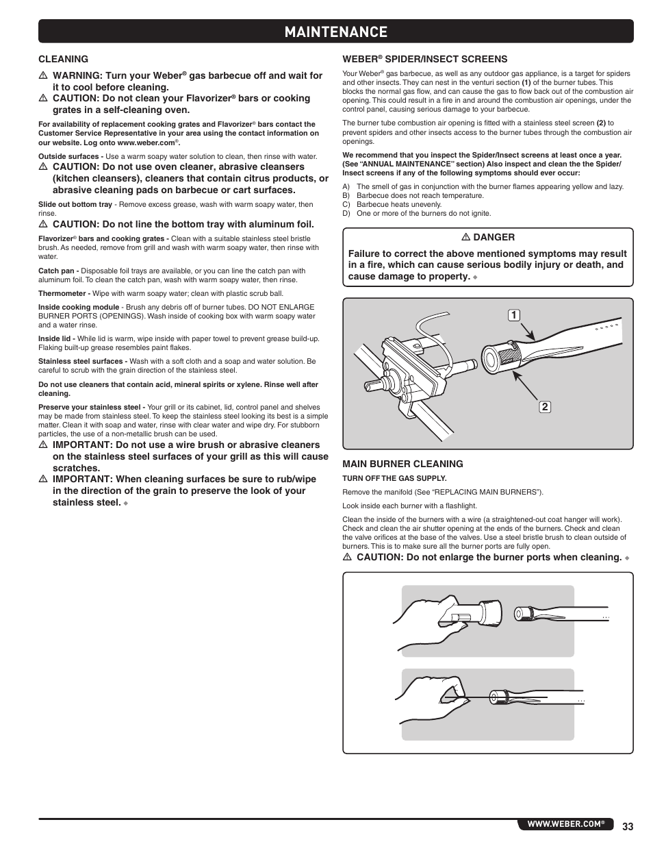 Maintenance | weber Summit E/S 470 LP User Manual | Page 33 / 110