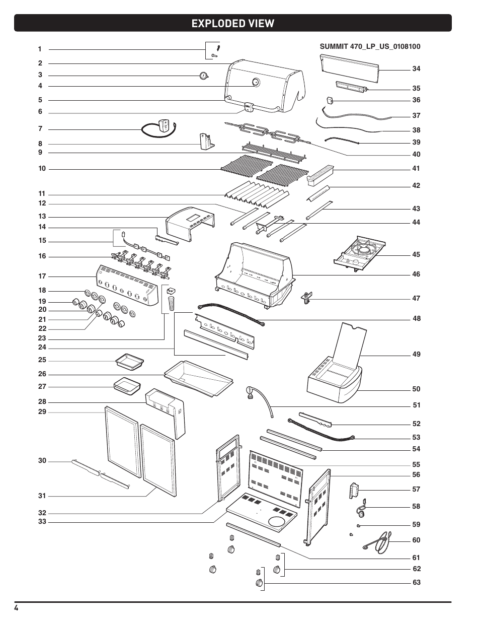 Exploded view | weber Summit E/S 470 LP User Manual | Page 4 / 110