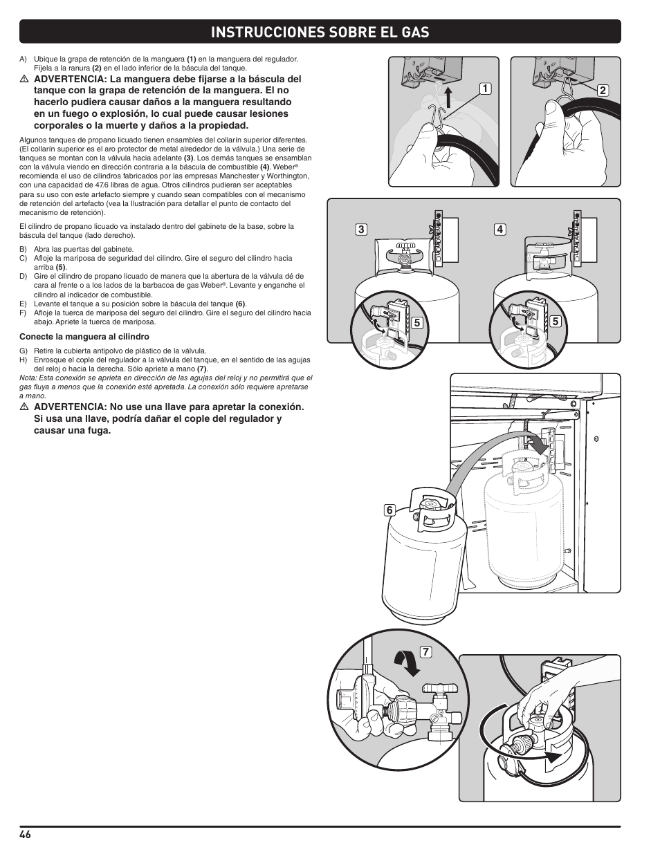Instrucciones sobre el gas | weber Summit E/S 470 LP User Manual | Page 46 / 110