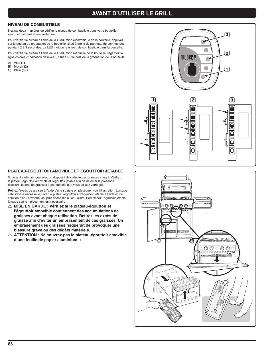 Avant d’utiliser le grill | weber Summit E/S 470 LP User Manual | Page 86 / 110