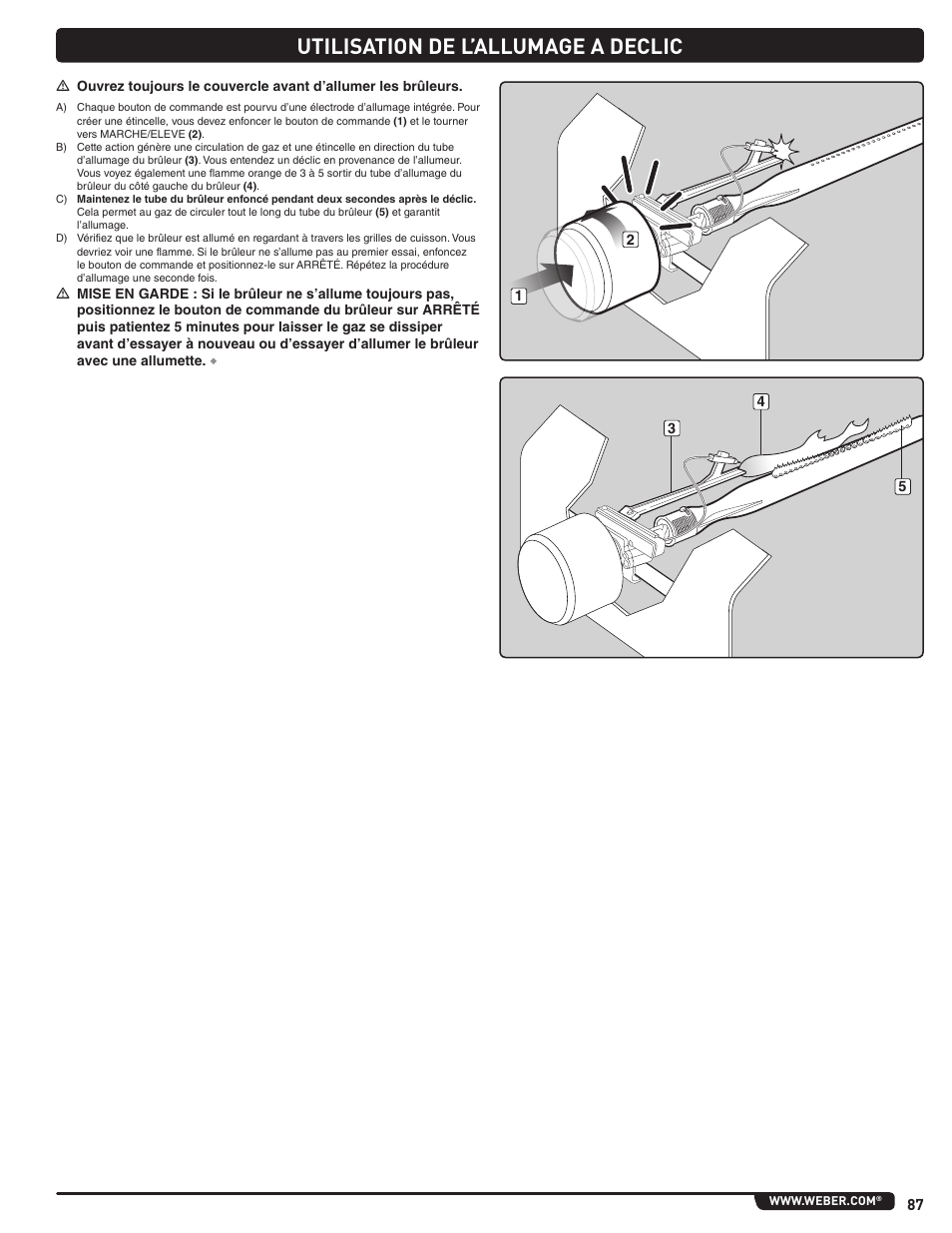 Utilisation de l’allumage a declic | weber Summit E/S 470 LP User Manual | Page 87 / 110