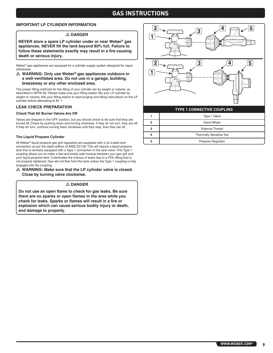 Gas instructions | weber Summit E/S 470 LP User Manual | Page 9 / 110