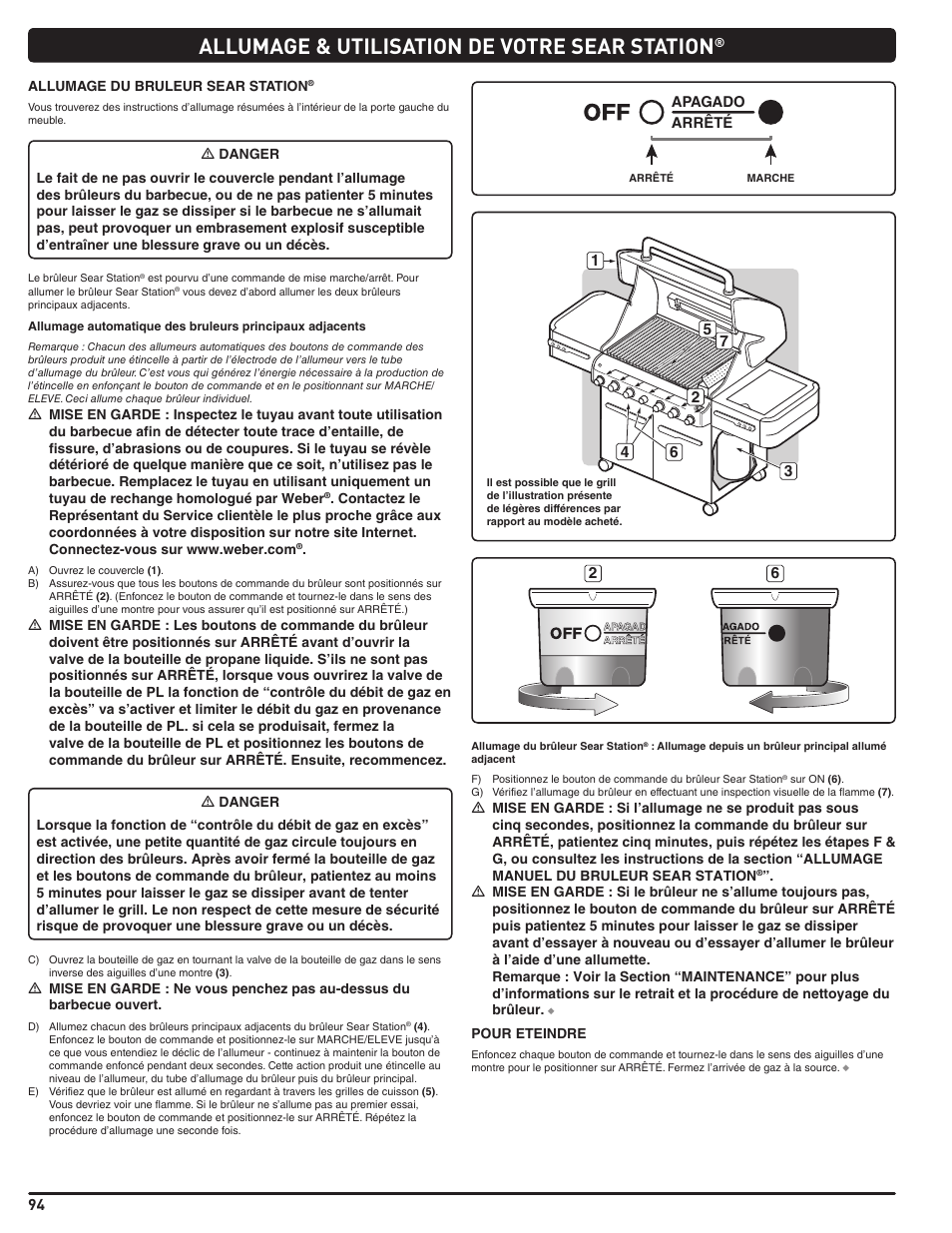 Allumage & utilisation de votre sear station | weber Summit E/S 470 LP User Manual | Page 94 / 110