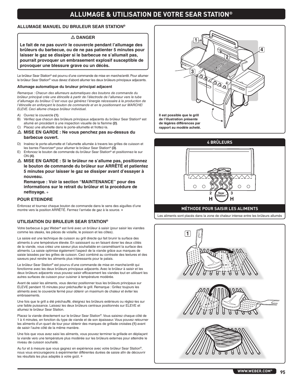 Allumage & utilisation de votre sear station | weber Summit E/S 470 LP User Manual | Page 95 / 110