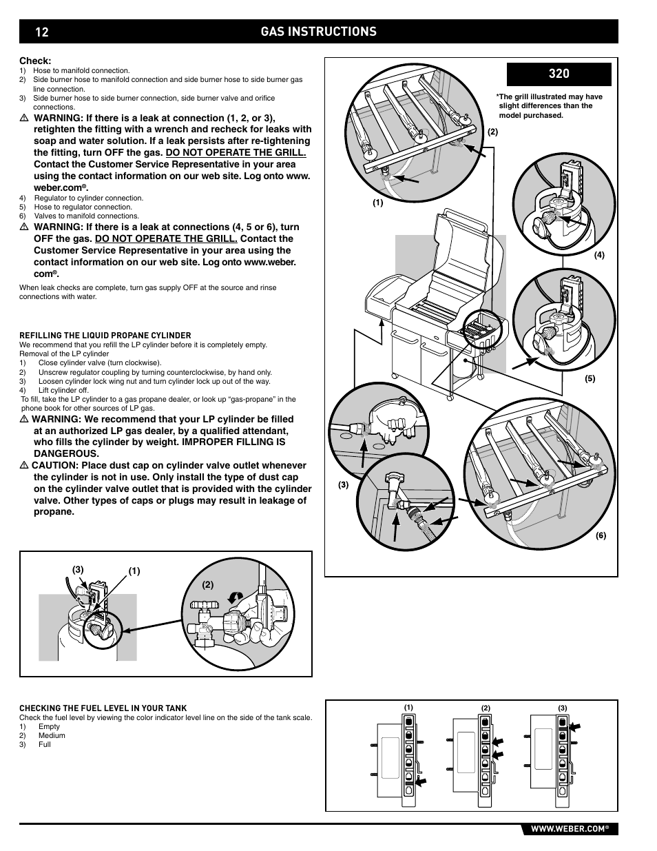 Gas instructions | weber E/S-320 User Manual | Page 12 / 56