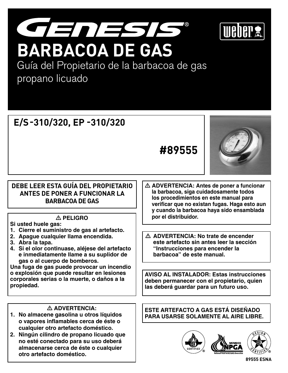 Barbacoa de gas | weber E/S-320 User Manual | Page 20 / 56