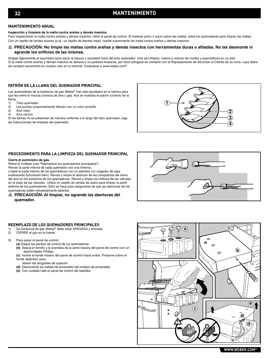 Mantenimiento | weber E/S-320 User Manual | Page 32 / 56
