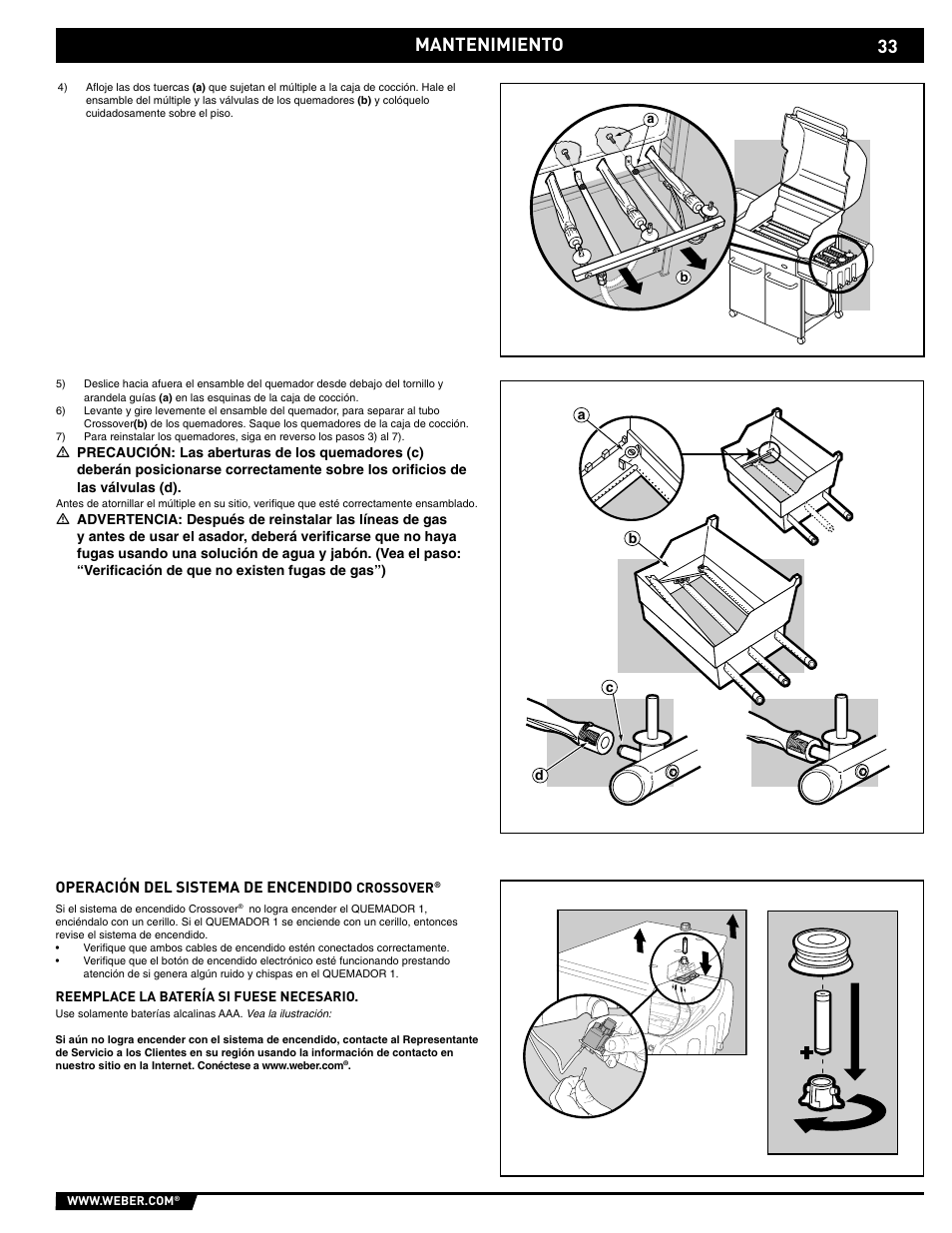 Maintenance, Mantenimiento | weber E/S-320 User Manual | Page 33 / 56