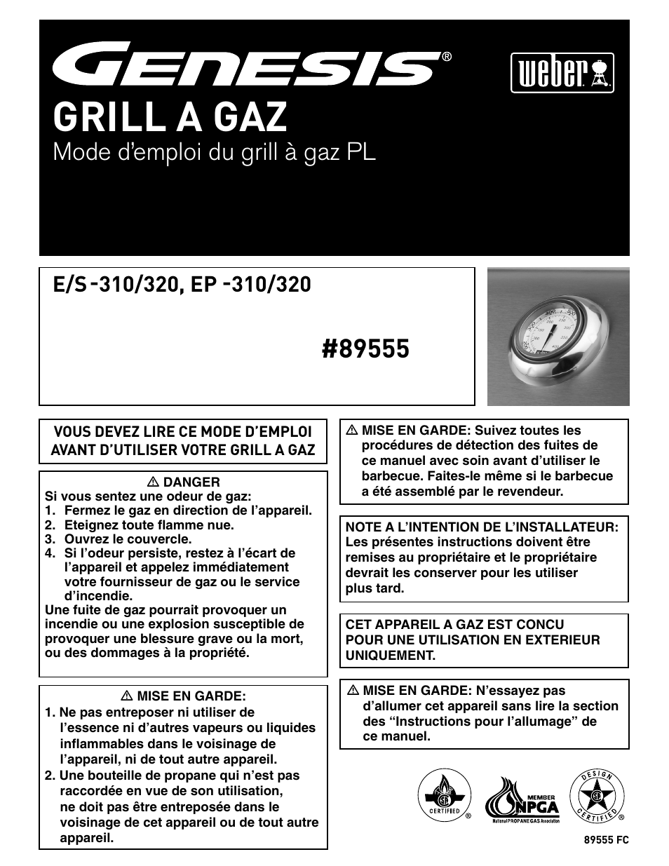 Grill a gaz, Mode d’emploi du grill à gaz pl | weber E/S-320 User Manual | Page 34 / 56