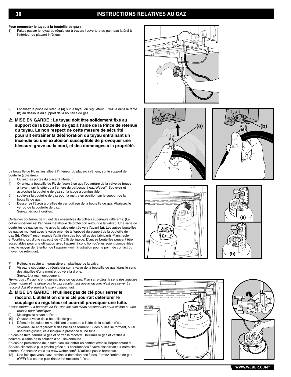 Gas instructions, Instructions relatives au gaz | weber E/S-320 User Manual | Page 38 / 56