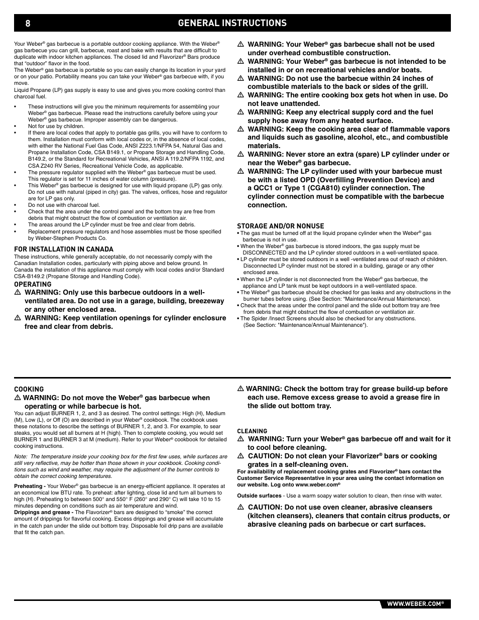 General instructions | weber E/S-320 User Manual | Page 8 / 56