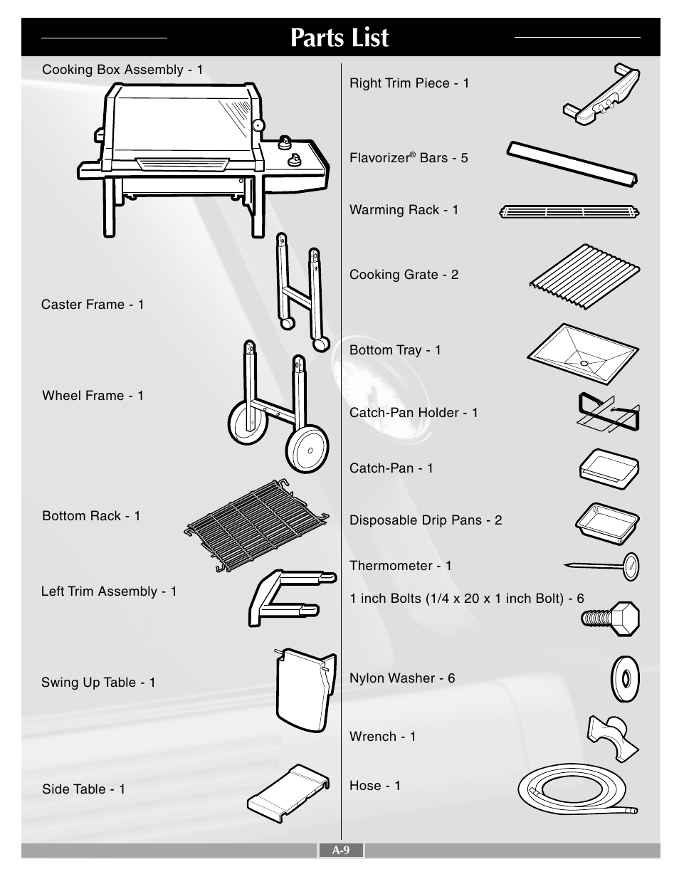 Parts list | weber 55266 User Manual | Page 9 / 27