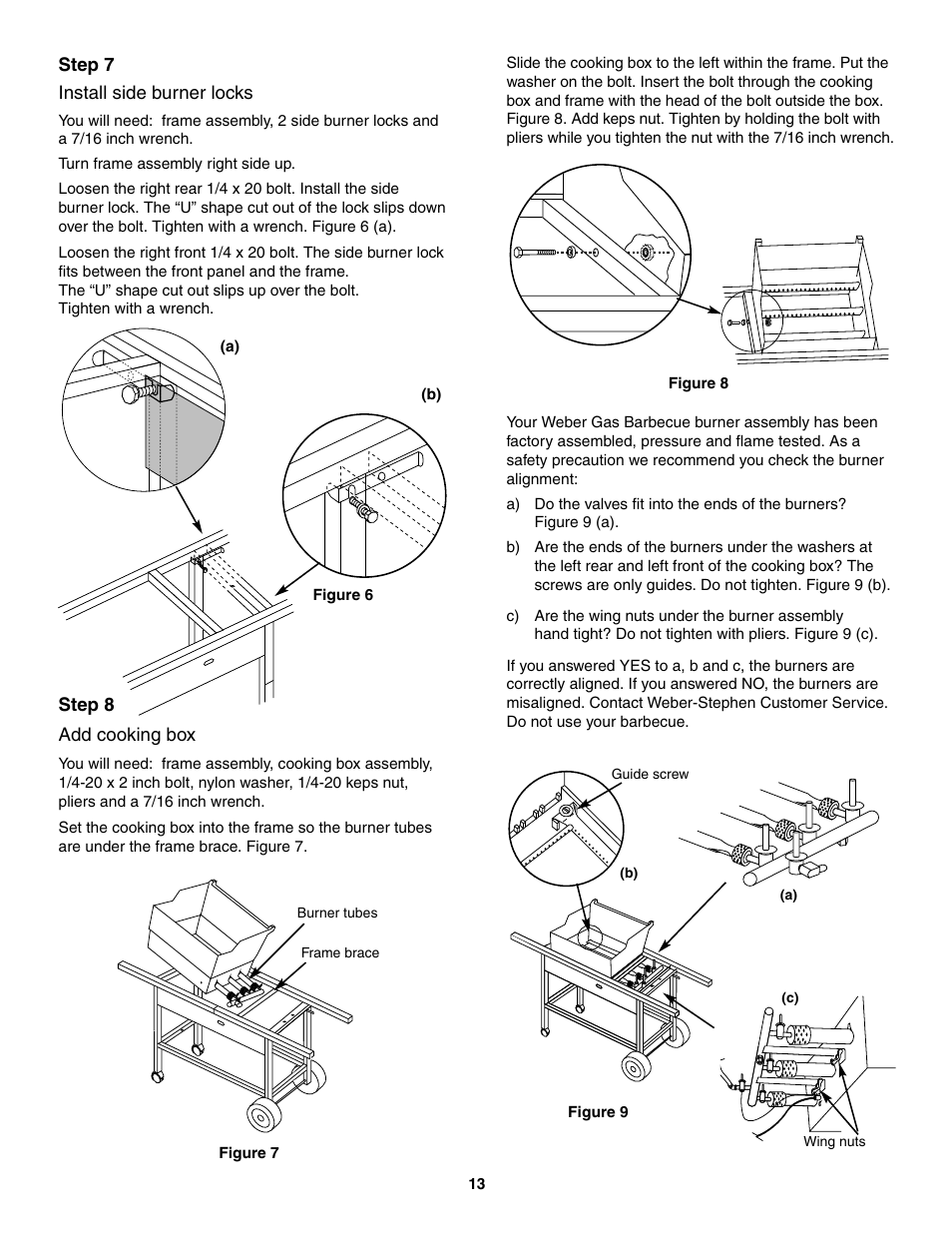 Install side burner locks, Add cooking box | weber 4000 User Manual | Page 13 / 40