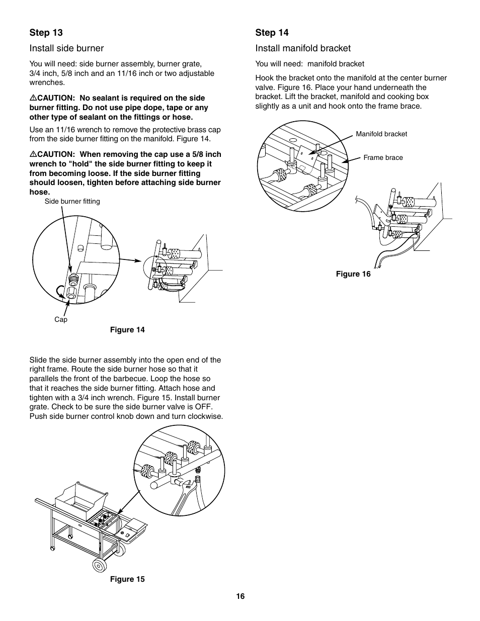 Install side burner, Install manifold bracket | weber 4000 User Manual | Page 16 / 40