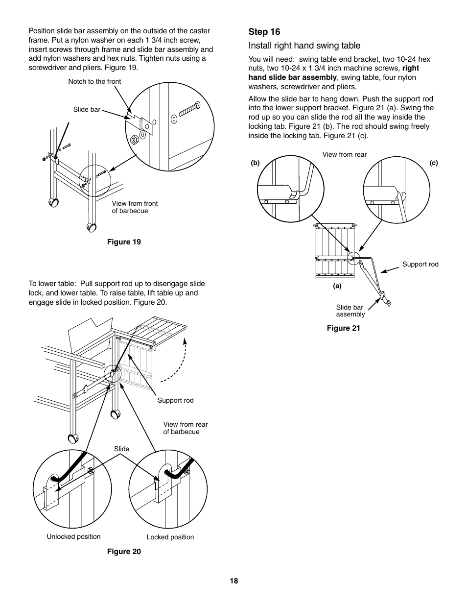 Install right hand swing table | weber 4000 User Manual | Page 18 / 40