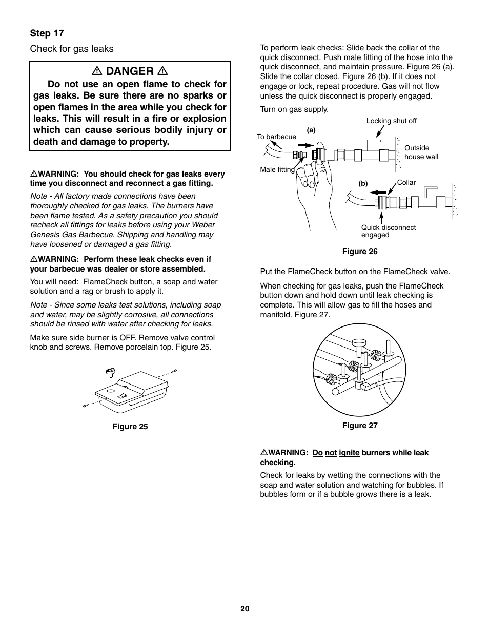 Check for gas leaks, Ƽ danger ƽ | weber 4000 User Manual | Page 20 / 40