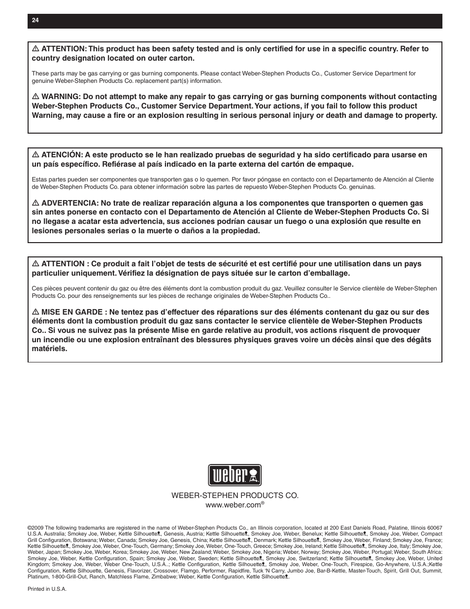 weber Electric Grill Q 140 User Manual | Page 24 / 28