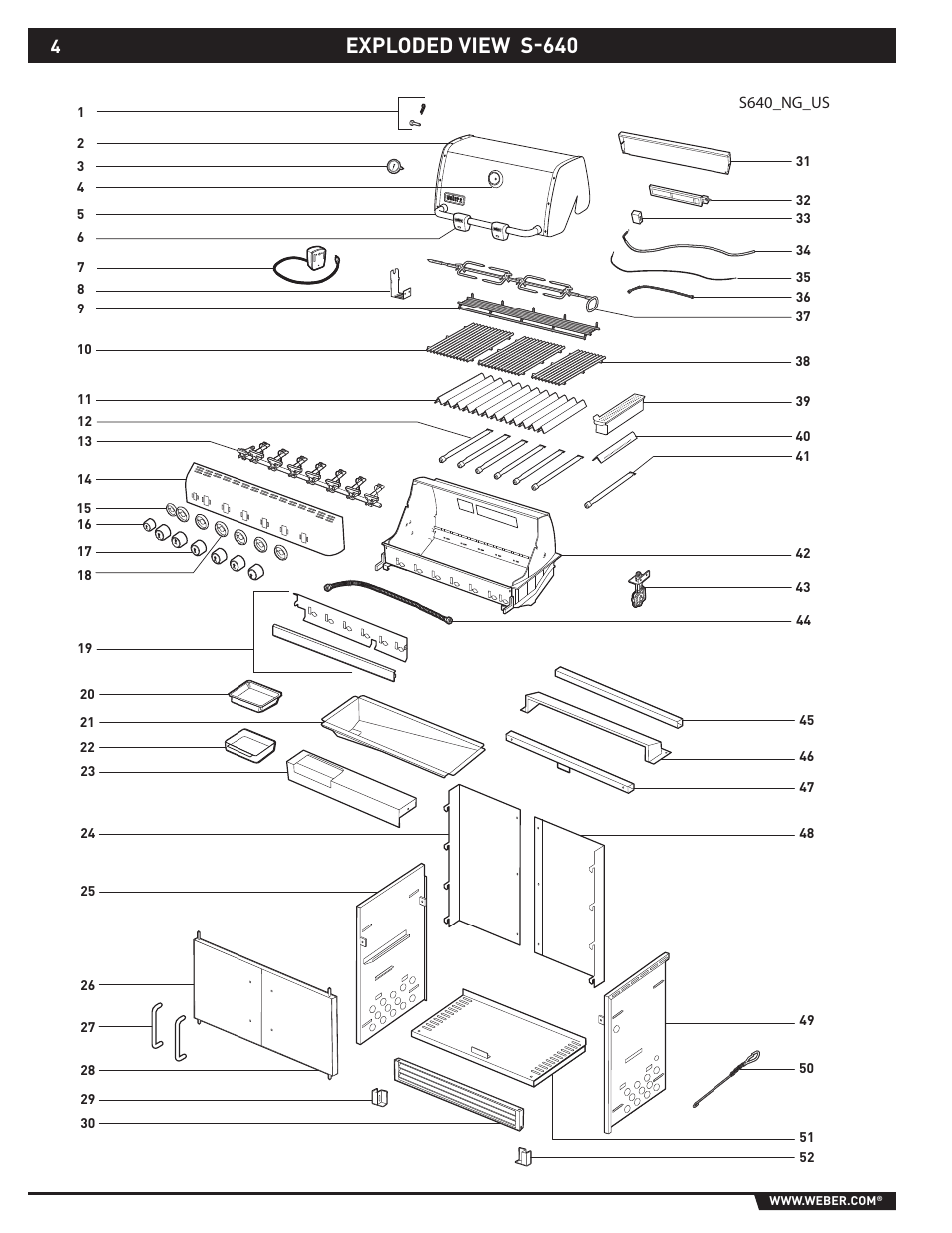 Exploded view s-640 | weber Summit S-640-NG User Manual | Page 4 / 24