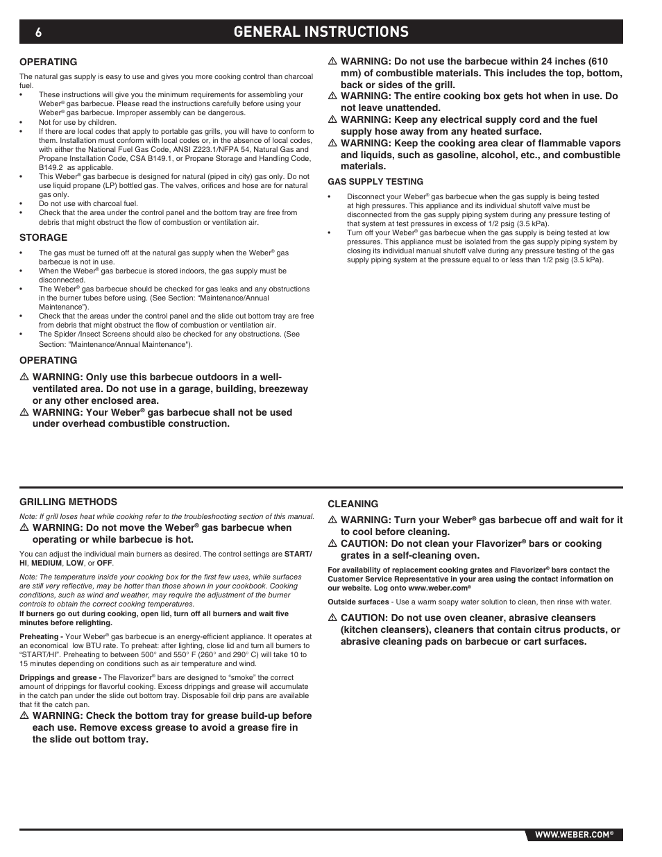 General instructions | weber Summit S-640-NG User Manual | Page 6 / 24