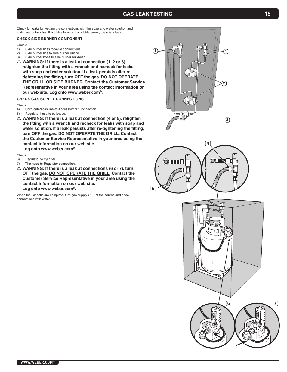 Gas leak testing | weber Summit 56069 User Manual | Page 15 / 56
