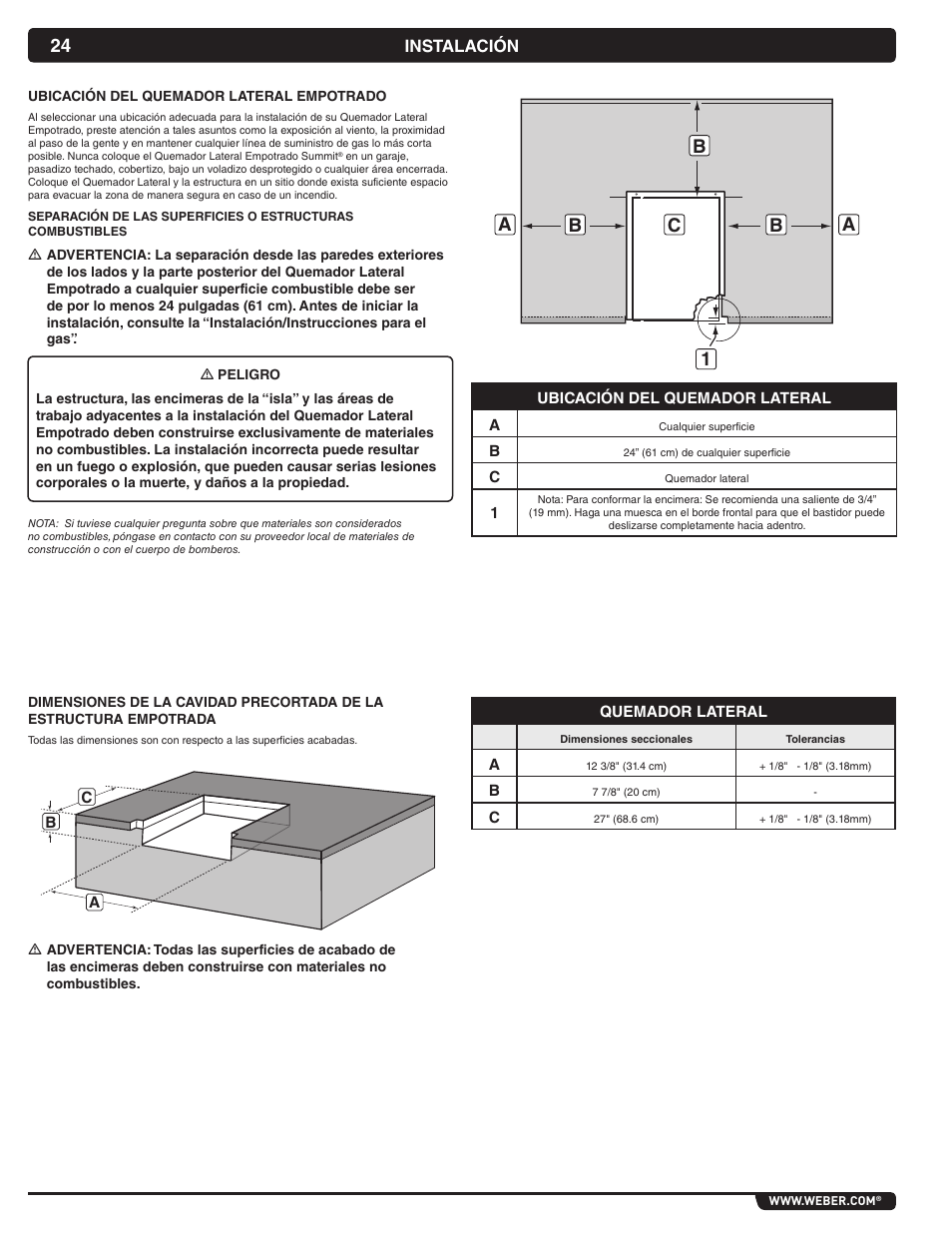 Instalación | weber Summit 56069 User Manual | Page 24 / 56